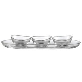 Glasschalenset LAGOON Set 300 70 ml Glas  Ø 80 mm  L 300 mm  H 40 mm  H 23 mm  | 1 ovale Platte|3 Schalen Produktbild