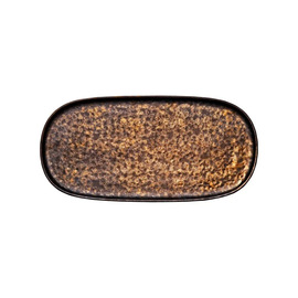 Platte flach NIVO METALLIC Steingut braun | gold 150 mm x 300 mm Produktbild