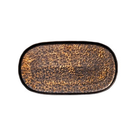 Platte flach NIVO METALLIC Steingut braun | gold 190 mm x 340 mm Produktbild