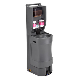 Mobile Handwaschstation mit Fußbedienung inkl. 2 Seifenspender | 1 Handtuchspender Produktbild
