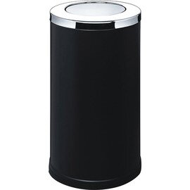Abfallbehälter 80 ltr Stahl Edelstahl schwarz Schwingdeckel Ø 380 mm  H 720 mm Produktbild