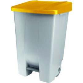 Tretabfallbehälter Kunststoff 80 ltr grau gelb Produktbild