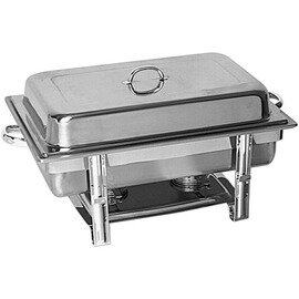 Chafing-Dish GN 1/1 - 65 mm, CNS, mit Deckelhalterung am Gestell, komplett mit Brennpastenbehälter und GN-Schale Produktbild