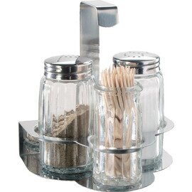 Menage • Salz | Pfeffer | Zahnstocher Glas Edelstahl H 100 mm Produktbild
