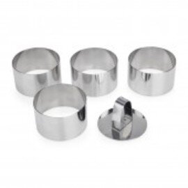 Moussering Set mit 5 Formen | 1 Verdichter Edelstahl rund Ø 75 mm  H 45 mm Produktbild