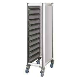 Tablettwagen aluminiumfarben mit Seitenwänden  | 455 x 355 mm  H 1650 mm Produktbild