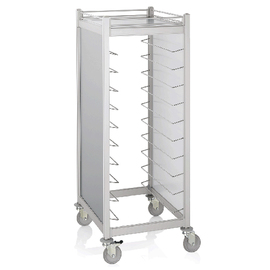 Tablettwagen weiß silber mit Seitenwänden  | 530 x 325 mm  H 1680 mm Produktbild