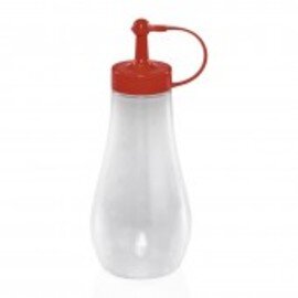 Quetschflasche Kunststoff 480 ml weiß rot Schraubdeckel | Verschlusskappe Ø 75 mm H 210 mm Produktbild