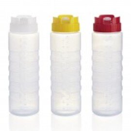Quetschflasche 750 ml Kunststoff weiß rot Schraubdeckel | Silikonventil Ø 75 mm H 230 mm Produktbild