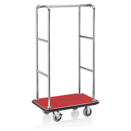 Gepäckwagen Edelstahl rot silberfarben | Rollen-Ø 150 mm H 1730 mm Produktbild