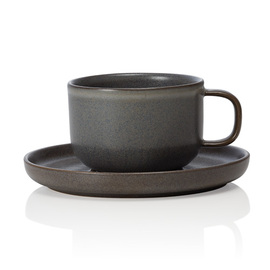 Kaffeetasse mit Untertasse ONE STONE GREY Steinzeug 220 ml Produktbild