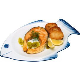 Fischteller Porzellan weiß oval | 360 mm  x 230 mm Produktbild