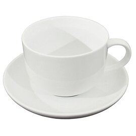 Milchkaffeetasse mit Henkel 450 ml Porzellan weiß mit Untertasse  H 75 mm Produktbild