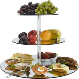 Etagere, rund, 3-stufig, Acryl-Spiegel, Ø 60 / 40 / 30  cm, H 40 cm, Zwischenraum 19 cm Produktbild