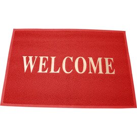 Schmutzfangmatte rutschfest rot Aufschrift WELCOME | 80 cm  x 60 cm Produktbild