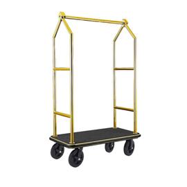 Gepäckwagen Voyager Edelstahl | goldfarben | schwarzer Teppich | Länge (Breite) 1120 mm x 650 mm H 1900 mm Produktbild