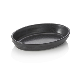 Backform Porzellan schwarz oval 240 mm x 150 mm H 45 mm Produktbild