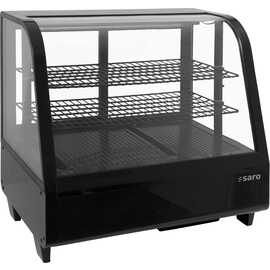 Tisch-Kühlvitrine KATRIN schwarz 230 Volt | 2 Borde | Frontscheibe gerundet Produktbild