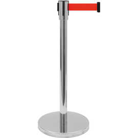 Abgrenzungsständer AF 206 SR Edelstahl Gurtfarbe rot  Ø 0,36 m  L 1,8 m  H 0,915 m Produktbild