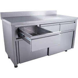 Schiebetürenschrank mit Aufkantung | 3 Schubladen | 1400 mm x 700 mm H 850 mm Produktbild 2 S