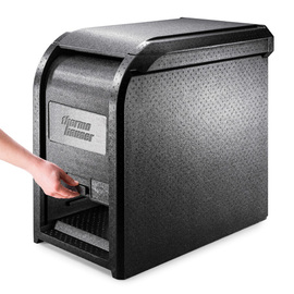 Thermobox Deckel Combi Roll-Up mit Schiebetür • schwarz 125 ltr | 740 mm x 477 mm H 700 mm Produktbild 1 S