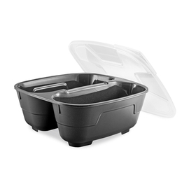 Menüschalenset GOODBOWL Twin PP anthrazit Mehrweg 1000 ml | 5 Schalen | 5 Deckel Produktbild