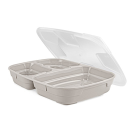 Menüschalenset GOODBOWL Trio Mehrweg PP beige | 3 Fächer 1020 ml | 5 Schalen | 5 Deckel Produktbild