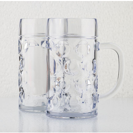 Bierbecher 50 cl Mehrweg SAN klar transparent mit Eichstrich 0,5 ltr mit Henkel Produktbild