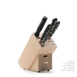 Messerblock CLASSIC Buche mit 3 Messern | 1 Wetzstahl  | 1 Schere Produktbild