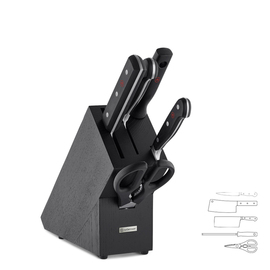 Messerblock CLASSIC Esche | schwarz mit 3 Messern | 1 Wetzstahl  | 1 Schere Produktbild