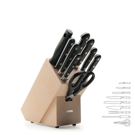 Messerblock CLASSIC Buche mit 6 Messern | 1 Wetzstahl | 1 Schere | 1 Gabel Produktbild