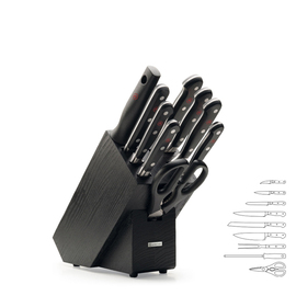 Messerblock CLASSIC Esche | schwarz mit 6 Messern | 1 Wetzstahl | 1 Schere | 1 Gabel Produktbild
