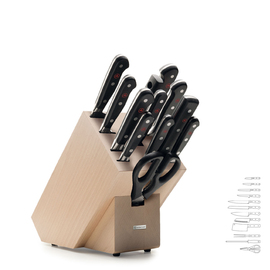 Messerblock CLASSIC Buche mit 8 Messern | 1 Wetzstahl  | 1 Schere | 1 Gabel Produktbild