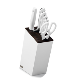 Messerblock Santoku CLASSIC weiß mit 4 Messern | 1 Wetzstahl | 1 Schere Produktbild