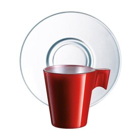 Obertasse 80 ml Hartglas rot mit Henkel mit Deckel | Schnabelaufsatz Produktbild