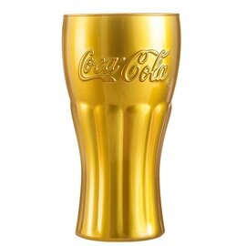 Colabecher ORIGINAL COCA-COLA MIRROR FH37 37 cl goldfarben mit Relief Produktbild