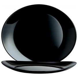 Steakteller EVOLUTIONS BLACK | Hartglas schwarz | oval 300 mm x 260 mm Produktbild