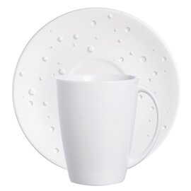 Kaffeebecher WATER PEARL mit Henkel 350 ml Porzellan cremeweiß mit Relief mit Untertasse Produktbild