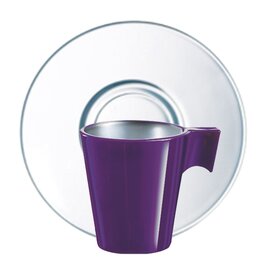 Heißgetränkebecher Longo Purple 220 ml Hartglas lila mit Henkel mit Untertasse Produktbild