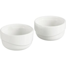 Mini , Auflaufform, rund, 7 cm, 2er-Set, Steingut, Inhalt: 10 cl, Ø 83 mm,  H 47 mm, weiß Produktbild