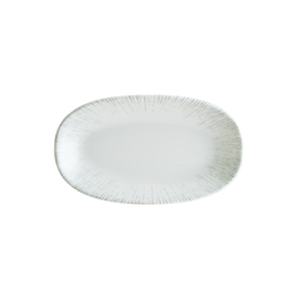 Platte ENVISIO IRIS Gourmet Porzellan weiß | blau Randrillen oval | 150 mm x 86 mm Produktbild