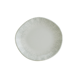 Teller flach ENVISIO IRIS Vago Porzellan weiß | blau Randrillen oval asymmetrisch | 150 mm x 137 mm Produktbild