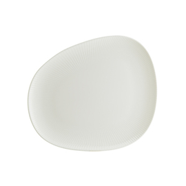 Teller flach ENVISIO IRIS WHITE Vago Porzellan weiß Randrillen oval asymmetrisch | 240 mm x 198 mm Produktbild