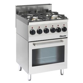 4 Flammen Gasherd 230 Volt 19 kW (Gas) 2,2 kW (Elektrobackofen) | Backofen | Zündflamme Produktbild