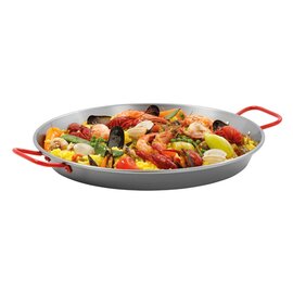 Paella-Pfanne STP340  • Stahl  Ø 340 mm | 340 mm  x 450 mm  H 45 mm | Griffe rot lackiert Produktbild