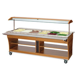 Warmbuffetwagen Holz | passend für 6 x GN1/1 mit Hustenschutz Produktbild 2 S