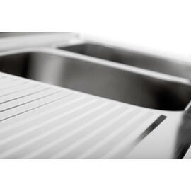 Spüle mit Abtropffläche links 2 Becken | 500 x 500 x 250 mm mit Grundboden L 1600 mm B 700 mm Produktbild 2 S