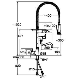 Einhebelmischer mit Geschirrbrause  H 1540 mm Produktbild 2 S