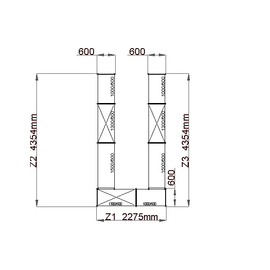 Standregal NORM 12 UU-Form | 2275 mm | 4354 mm 600 mm H 1800 mm | 4 Kunststoff-Rostauflage(n) Produktbild