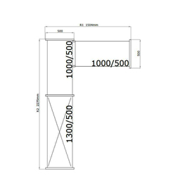 Standregal NORM 12 LS-Form | 2275 mm | 1504 mm 500 mm H 1800 mm | 4 Kunststoff-Rostauflage(n) Produktbild